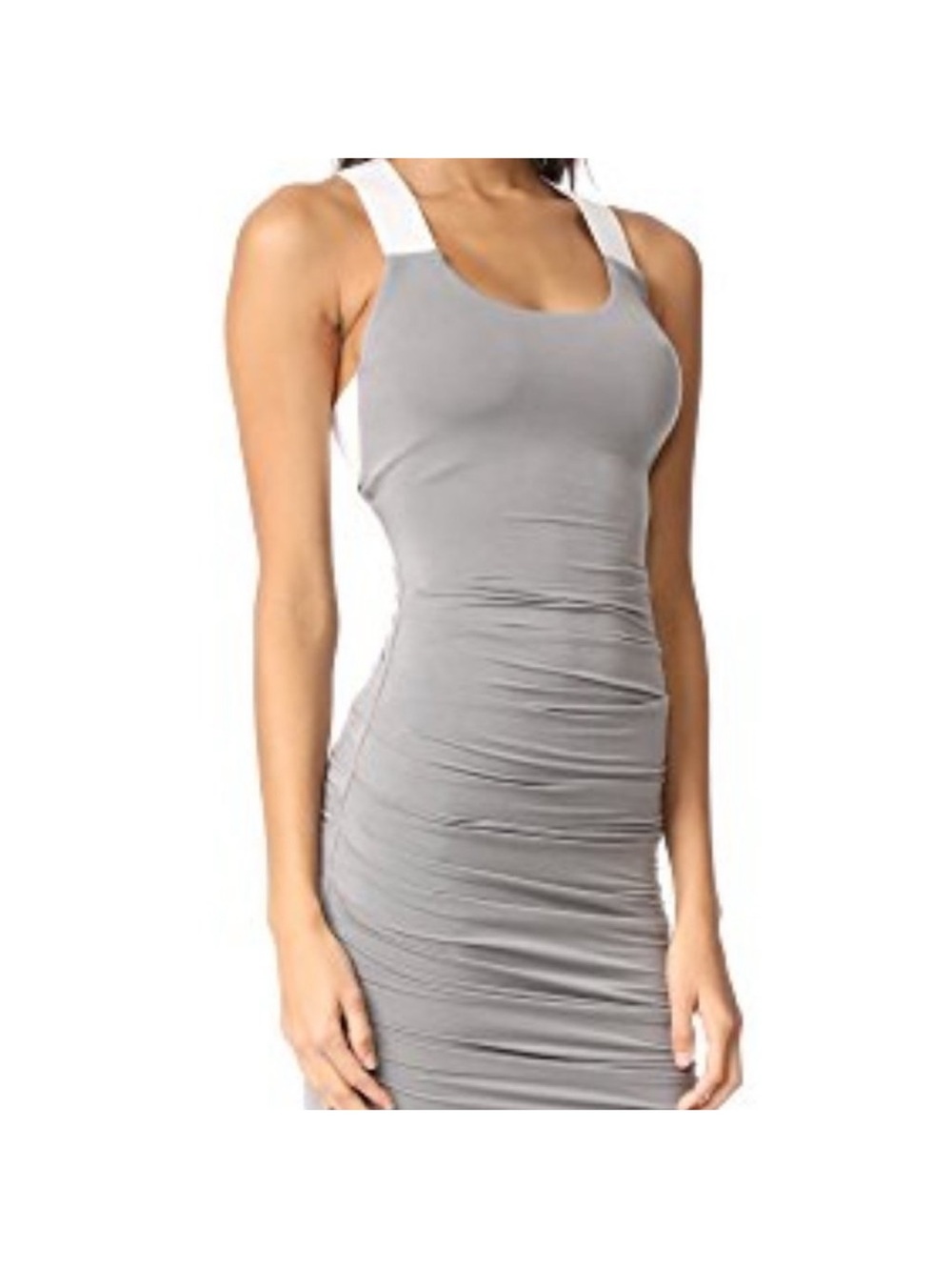 BAILEY /44 Light Gray rushed dress with white thick band